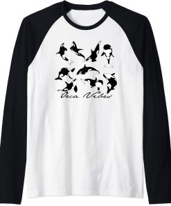 Whale Orca Vibes Gifts Raglan Baseball Tee