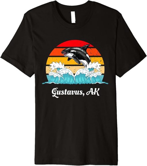 Vintage Gustavus AK Distressed Orca Killer Whale Art Premium T-Shirt